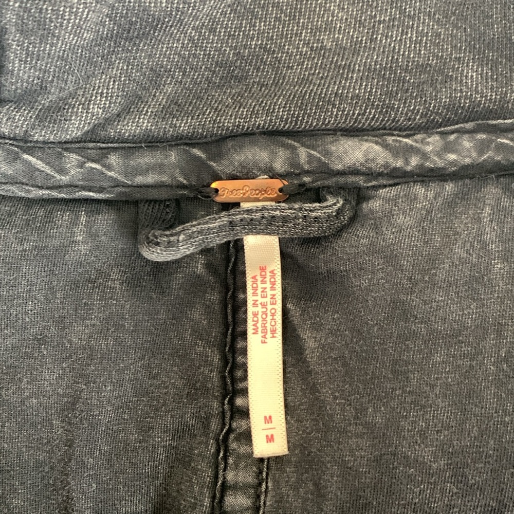 Free People Quilted Boxy Zip-Up Jacket in Washed Black - Picture 4 of 5